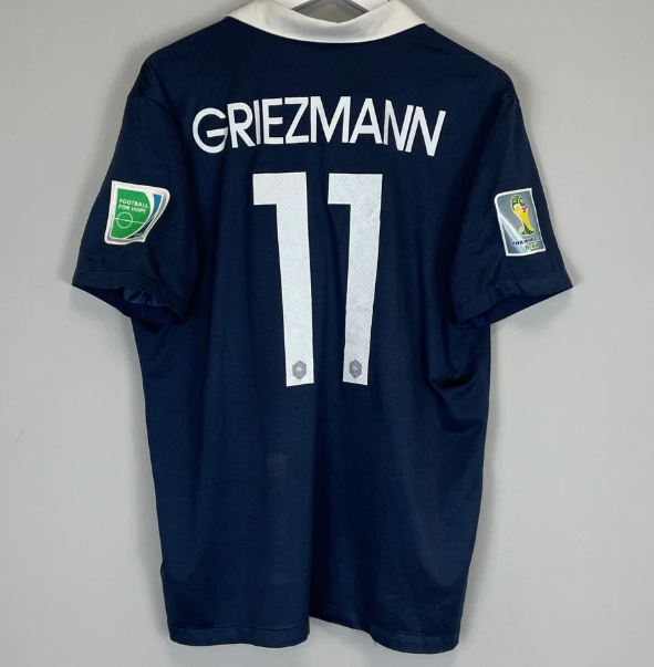 with World Cup Patch Retro Jersey 2014 France GREZMANN 11 Home Soccer Jersey Vintage Football Shirt