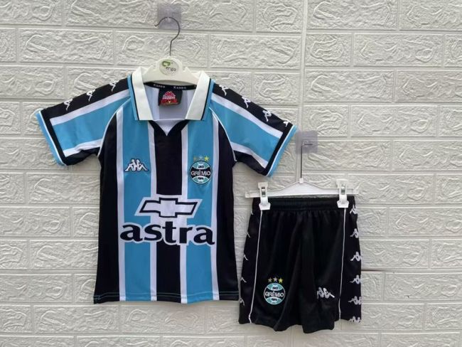 Retro Youth Uniform Kids Kit 2000 Gremio Home Soccer Jersey Shorts Vintage Child Football Set