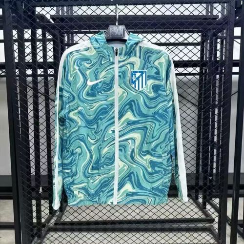 2025-2026 Atletico Madrid Green/White Soccer Windbreaker Jacket Football Jacket