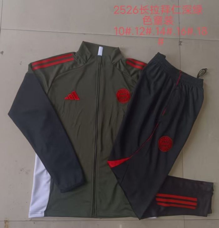 Youth 2025-2026 Bayern Munich Dark Green Soccer Training Jacket Football Jacket and Pants