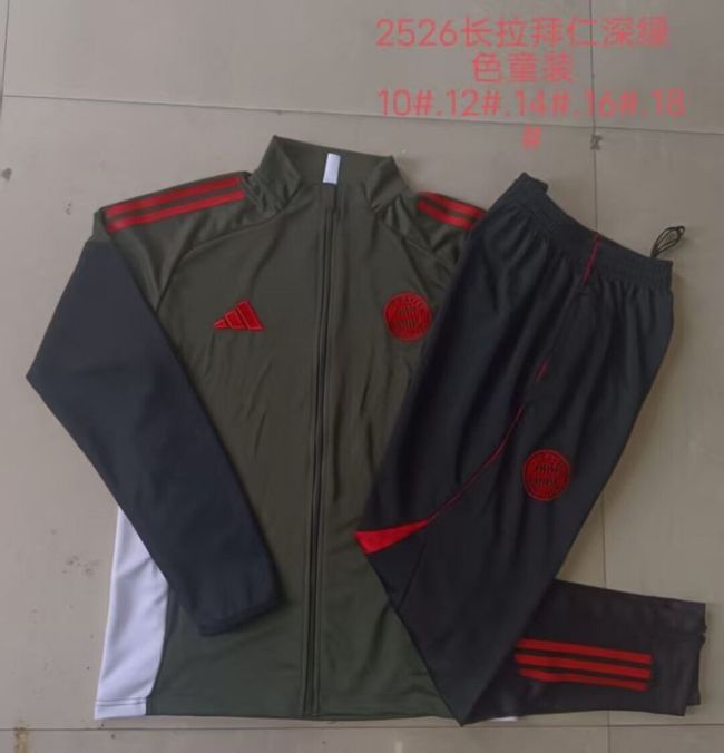 Youth 2025-2026 Bayern Munich Dark Green Soccer Training Jacket Football Jacket and Pants