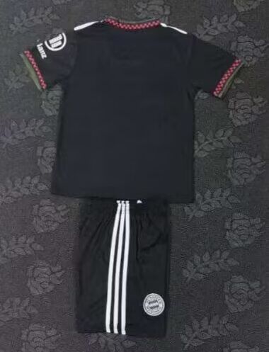 Youth Uniform Kids Kit 2025-2026 Bayern Munich Third Away Black Soccer Jersey Shorts Child Football Set