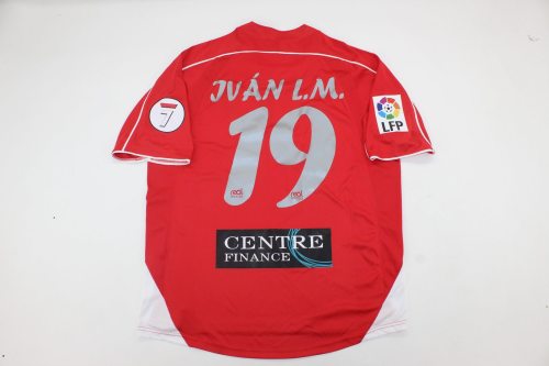 with Sponor Logo+Big LFP Patch Retro Jersey 2007-2008 Real Murcia JUAN L.M. 19 Home Soccer Jersey Real Football Shirt