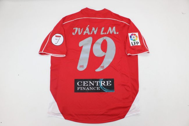 with Sponor Logo+Big LFP Patch Retro Jersey 2007-2008 Real Murcia JUAN L.M. 19 Home Soccer Jersey Real Football Shirt