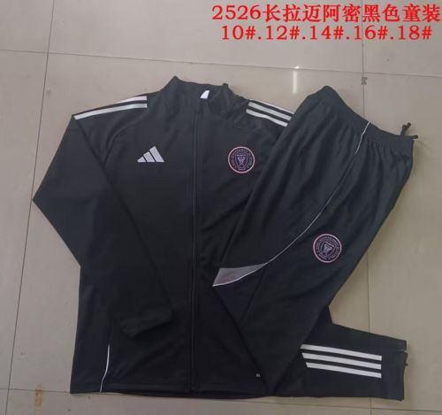 Youth 2025-2026 Inter Miami Black Soccer Training Jacket Football Jacket and Pants