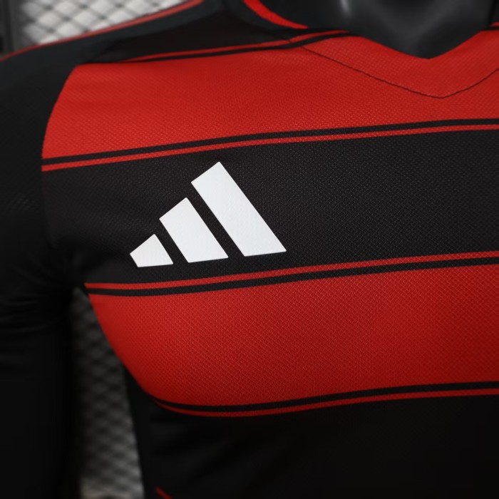 without Sponor Logo Long Sleeve Player Version 2024-2025 Flamengo Home Soccer Jersey Football Shirt