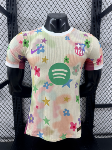 Barca Camisetas de Futbol Player Version 2025-2026 Barcelona Light Yellow/Pink Soccer Training Jersey