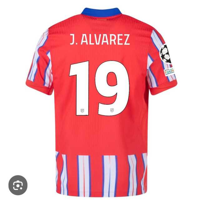 Fan Version 2024-2025 Atletico Madrid J.ALVAREZ 19 Home Soccer Jersey Football Shirt