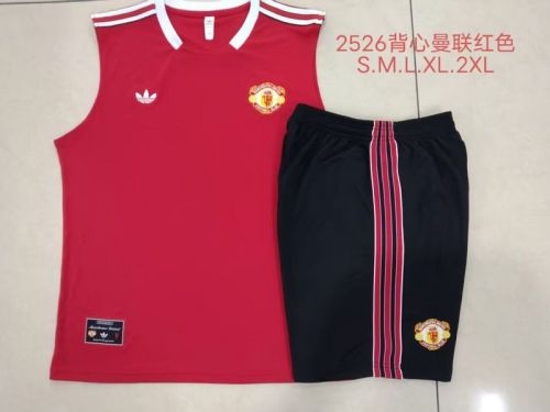 Adult Uniform 2025-2026 Manchester United Red Soccer Vest Shorts Men's Football Kit
