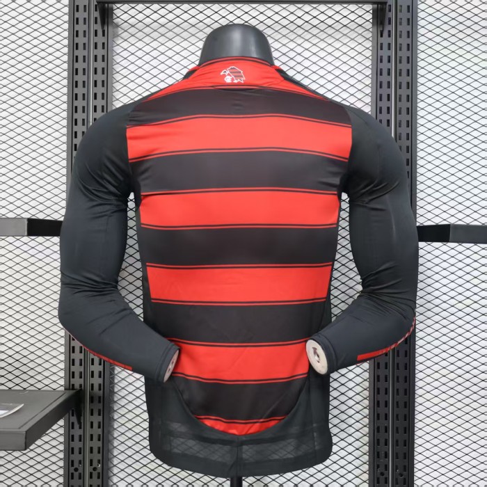 without Sponor Logo Long Sleeve Player Version 2024-2025 Flamengo Home Soccer Jersey Football Shirt