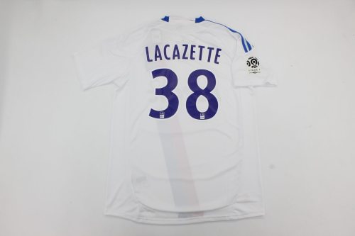 with Ligue 1 Patch Retro Jersey 2010-2011 Lyon LACAZETTE 38 Home Soccer Jersey Vintage Olympique Lyonnais Football Shirt