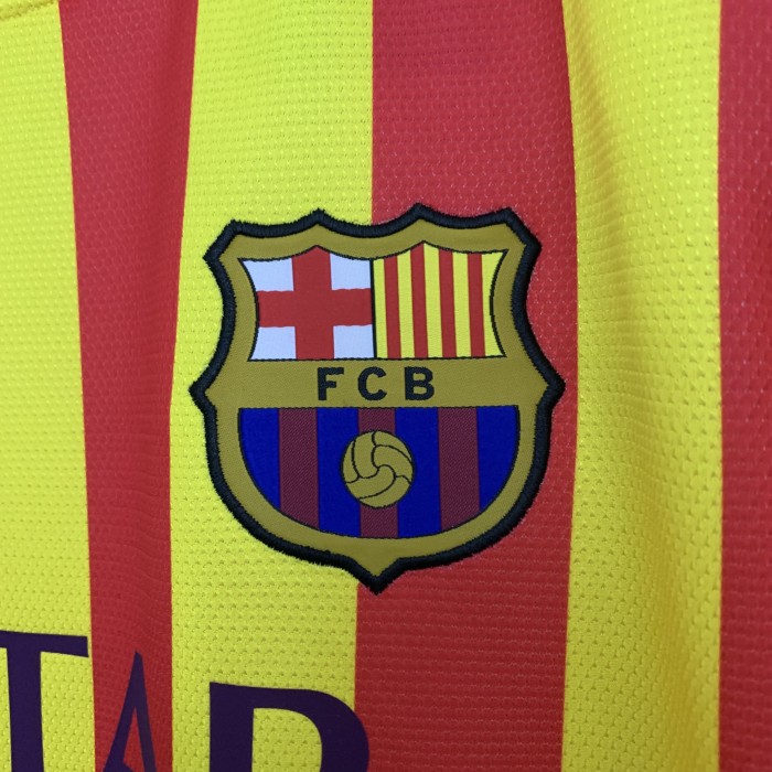 Retro Jersey 2013-2014 Barcelona Away Yellow Soccer Jersey Vintage Football Shirt
