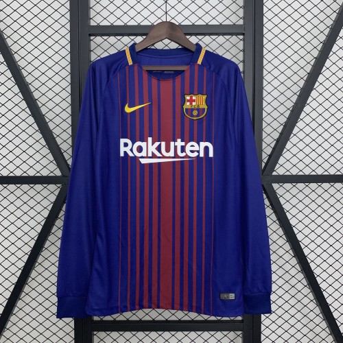 Long Sleeve Retro Camisetas de Futbol 2017-2018 Barcelona Home Soccer Jersey LS Football Shirt