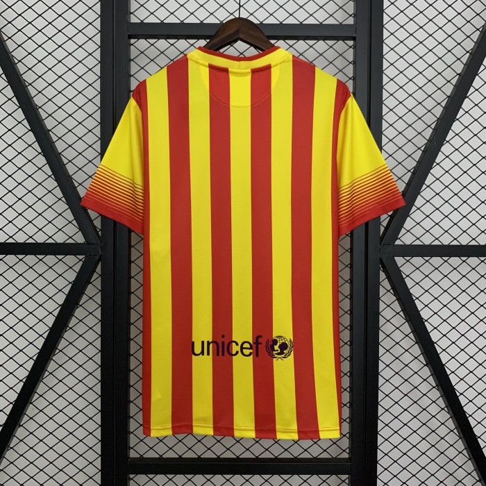 Retro Jersey 2013-2014 Barcelona Away Yellow Soccer Jersey Vintage Football Shirt
