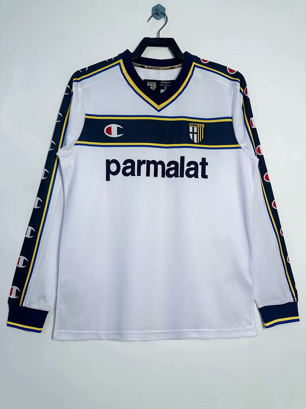 Long Sleeve Retro Jersey 2002-2003 Parma Away White Soccer Jersey Vintage Football Shirt