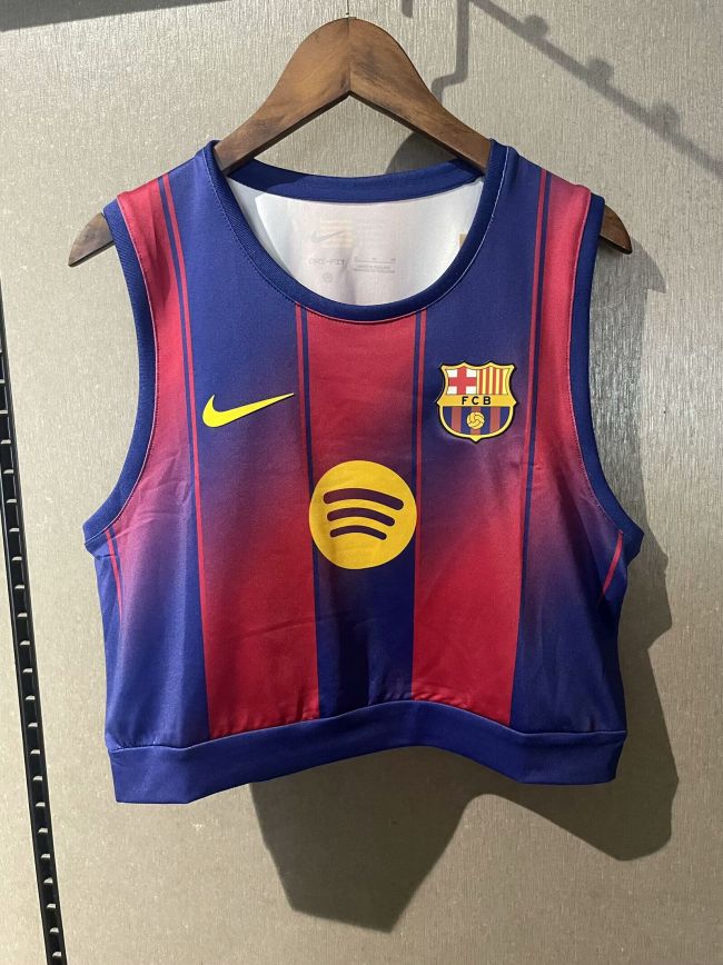 Women 2025-2026 Barcelona Home Soccer Yoga Vest Girl Football Jersey