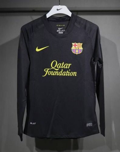 Player Version Long Sleeve Retro Jersey Barcelona 2011-2012 Away Black Sooccer Jersey Vintage Football Shirt