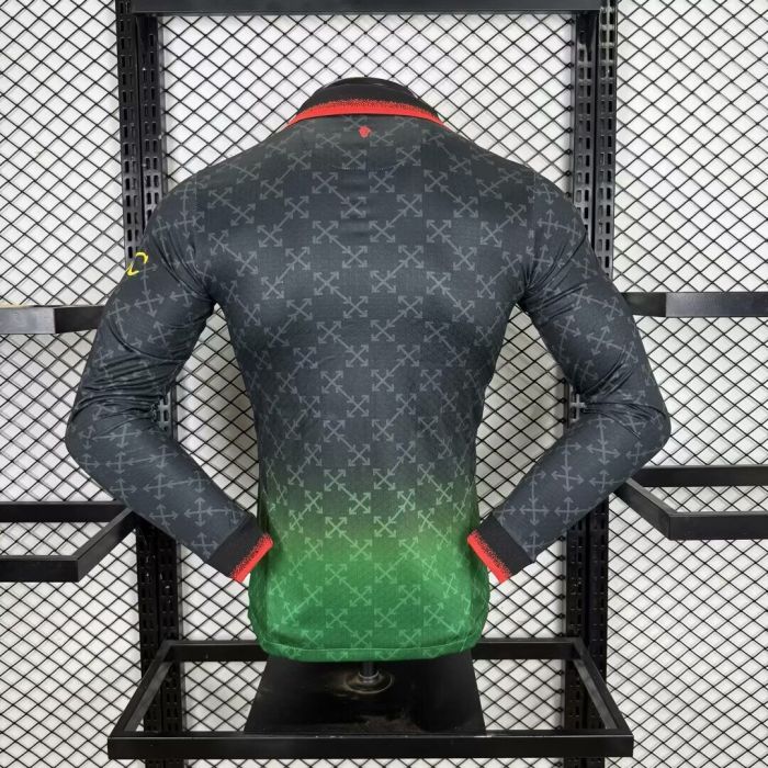 Long Sleeve Player Version 2024-2025 AC Milan Fourth Away Black/Green Soccer Jersey AC Football Shirt