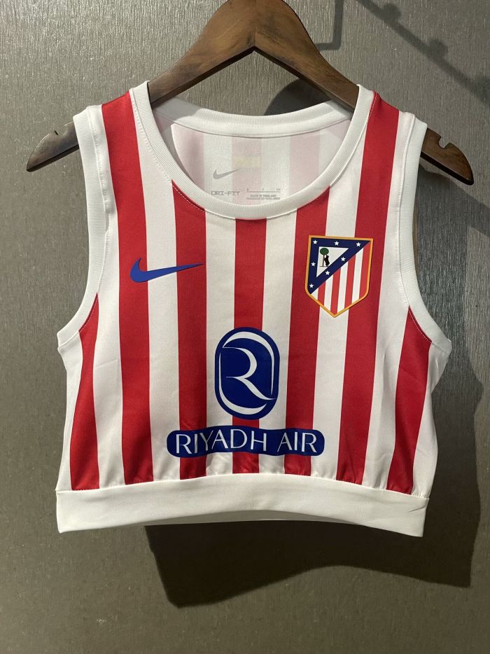 Women 2025-2026 Atletico Madrid Home Soccer Yoga Vest Girl Football Jersey