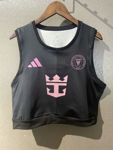 Women 2025-2026 Inter Miami Away Black Soccer Yoga Vest Girl Football Jersey