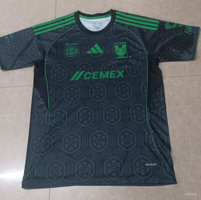 Fan Version 2025-2026 Tigres UANL Third Away Black Soccer Jersey Football Top