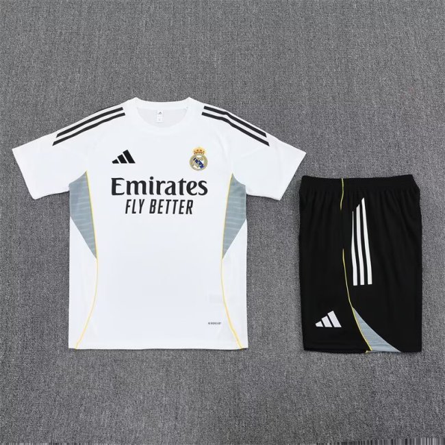 Adult Uniform 2025-2026 Real Madrid White Soccer Training Jersey and Shorts Football Kits