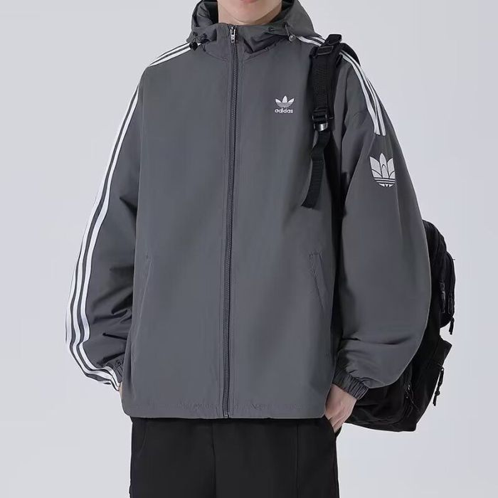 with Caps 2025-2026 AD Grey Soccer Windbreaker Jacket Football Jacket