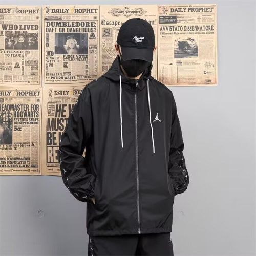 with Caps 2025-2026 JD Black Soccer Windbreaker Jacket Football Jacket