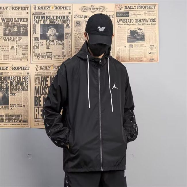 with Caps 2025-2026 JD Black Soccer Windbreaker Jacket Football Jacket