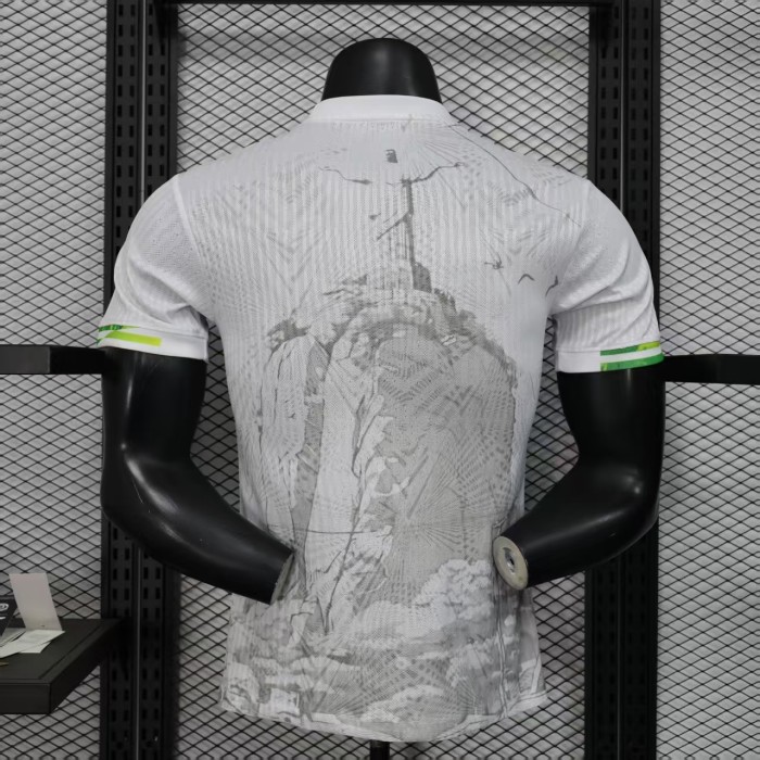 Player Version 2025 Brazil White/Green Jesus Edition Soccer Jersey Brasil Football Shirt
