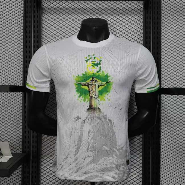 Player Version 2025 Brazil White/Green Jesus Edition Soccer Jersey Brasil Football Shirt