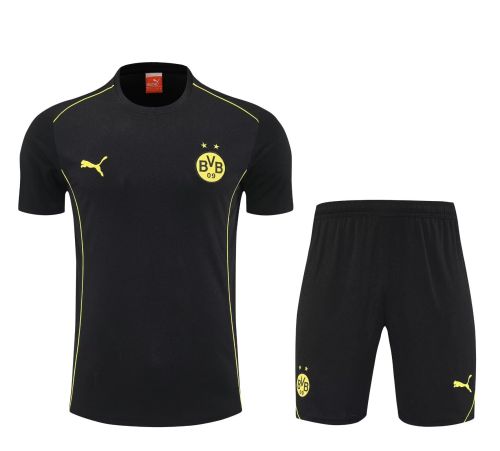 Adult Uniform 2025-2026 BVB Black Soccer Training Jersey and Shorts Dortmund Football Kits