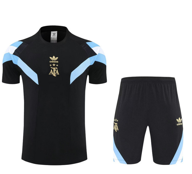 Adult Uniform 2025-2026 Argentina Black/Blue Soccer Training Jersey and Shorts Football Kits