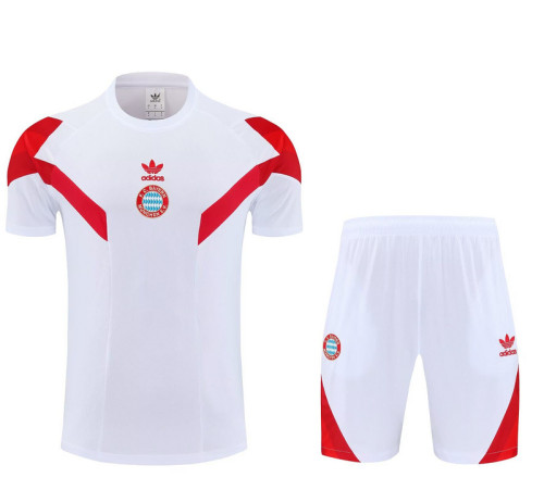 Adult Uniform 2025-2026 Bayern Munich White/Red Soccer Training Jersey and Shorts Football Kits