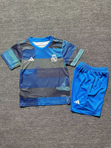 Youth Uniform Kids Kit 2025-2026 Real Madrid Dark Blue Soccer Training Jersey Shorts Child Football Set