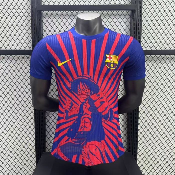 Barca Camisetas de Futbol Player Version 2025-2026 Barcelona One Peace Special Edition Soccer Jersey