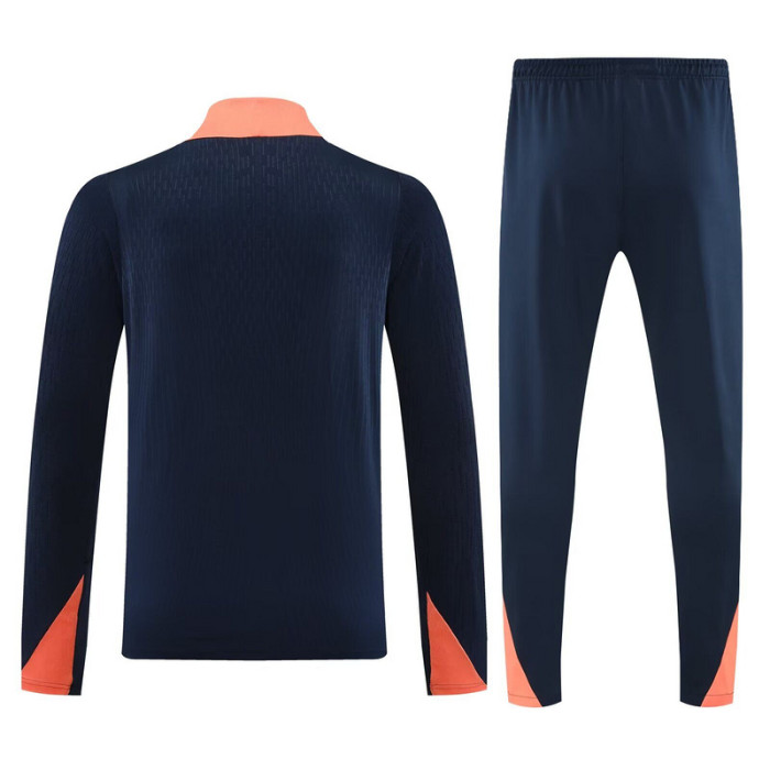 2025-2026 Barcelona Dark Blue/Pink Soccer Training Sweater and Pants Football Kit
