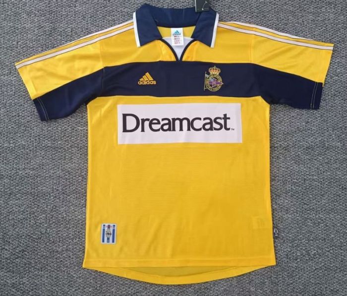 Retro Jersey 2000-2001 Deportivo La Coruna Away Gold Soccer Jersey Vintage Football Shirt