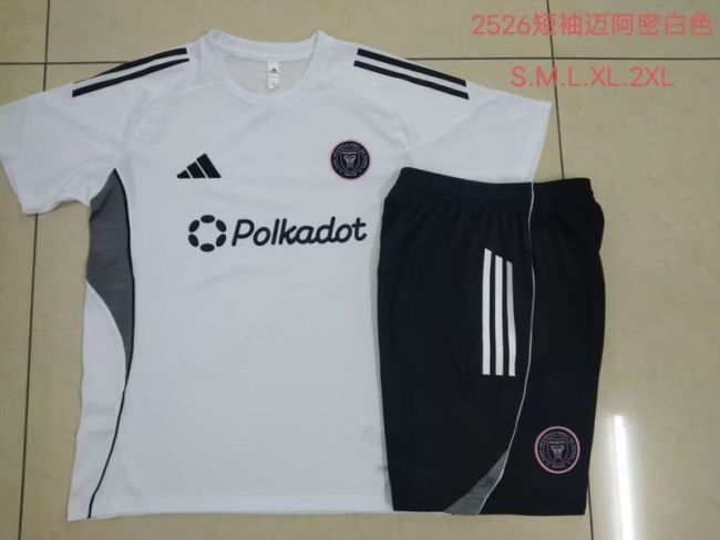 Adult Uniform 2025-2026 Inter Miami White Soccer Training Jersey and Shorts Football Kits