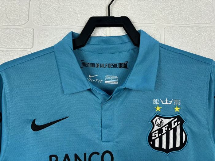 Long Sleeve Retro Jersey 2012-2013 Santos Blue Soccer Jersey Vintage Football Shirt
