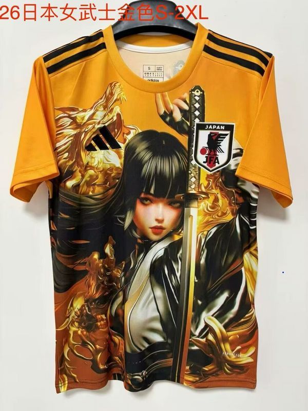 Fan Version 2025 Japan Yellow Comic Soccer Jersey Football Shirt