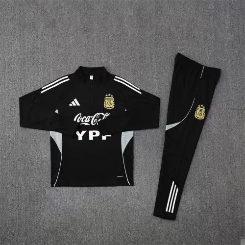 2025-2026 Argentina Black Soccer Training Sweater and Pants Football Kit
