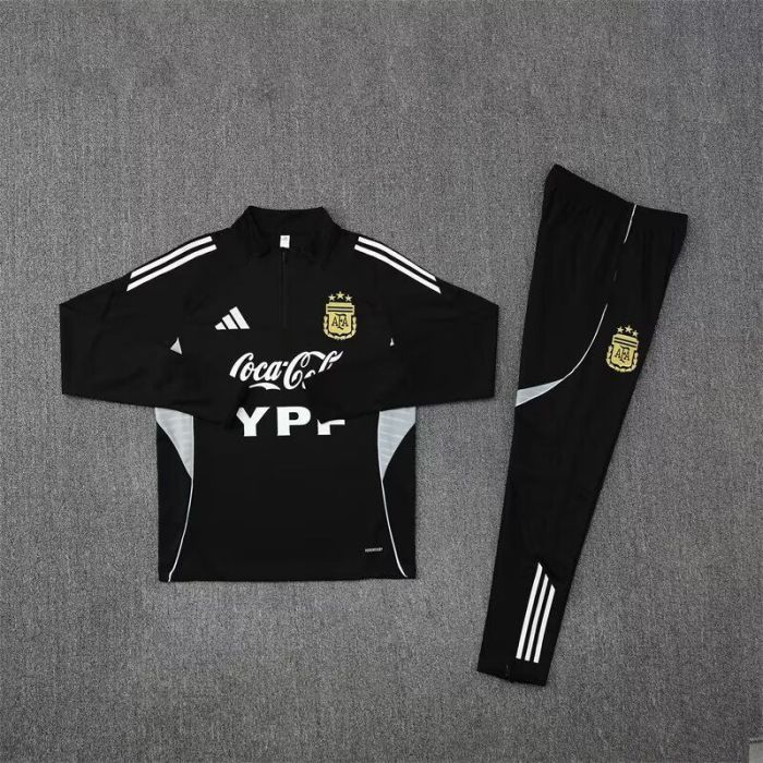 2025-2026 Argentina Black Soccer Training Sweater and Pants Football Kit