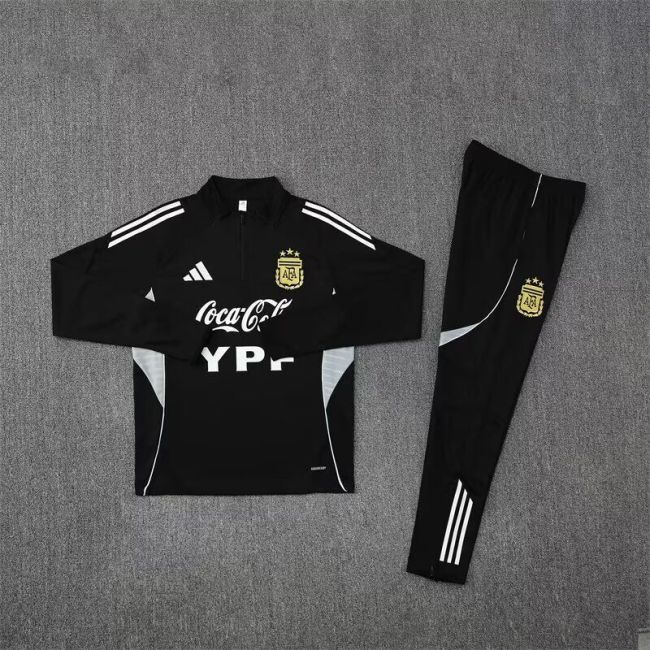 2025-2026 Argentina Black Soccer Training Sweater and Pants Football Kit