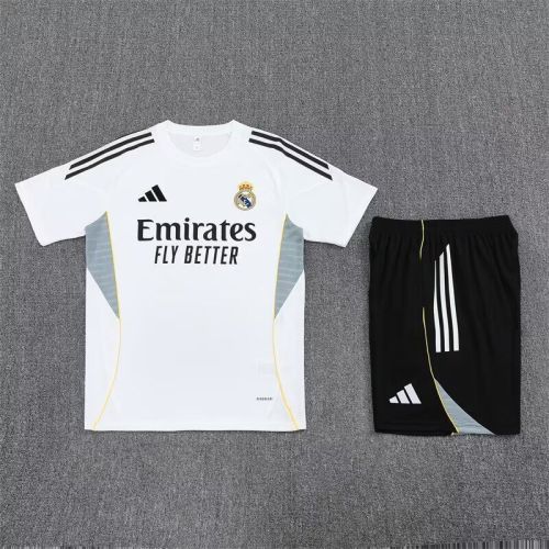 Adult Uniform 2025-2026 Real Madrid White Soccer Training Jersey and Shorts Football Kits