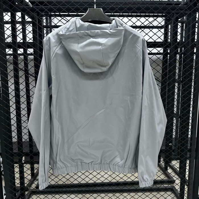 with Cap 2025-2026 Sao Paulo Grey Soccer Windbreaker Jacket Football Jacket
