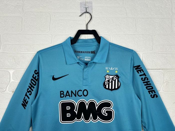 Long Sleeve Retro Jersey 2012-2013 Santos Blue Soccer Jersey Vintage Football Shirt