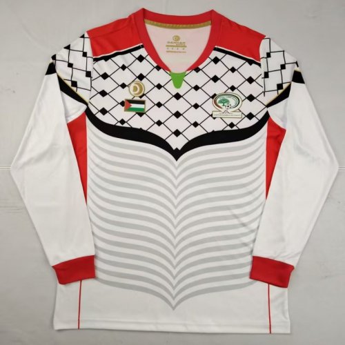 Long Sleeve Fans Version 2025-2026 Club Deportivo Palestino White/Red Soccer Jersey