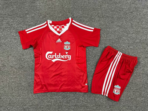 Retro Youth Uniform Kids Kit 2008-2009 Liverpool Home Soccer Jersey Shorts Vintage Child Football Set