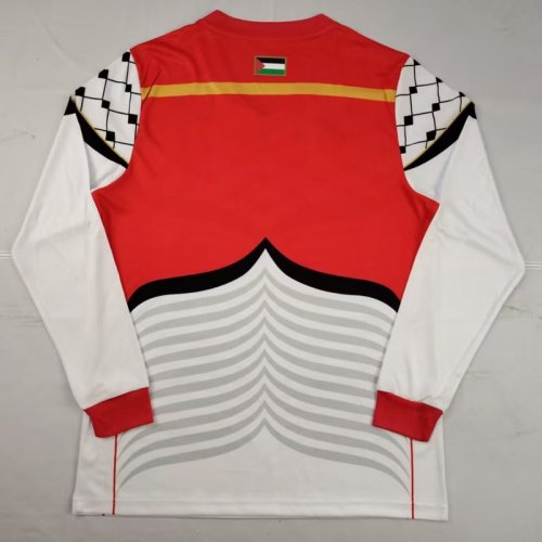 Long Sleeve Fans Version 2025-2026 Club Deportivo Palestino White/Red Soccer Jersey